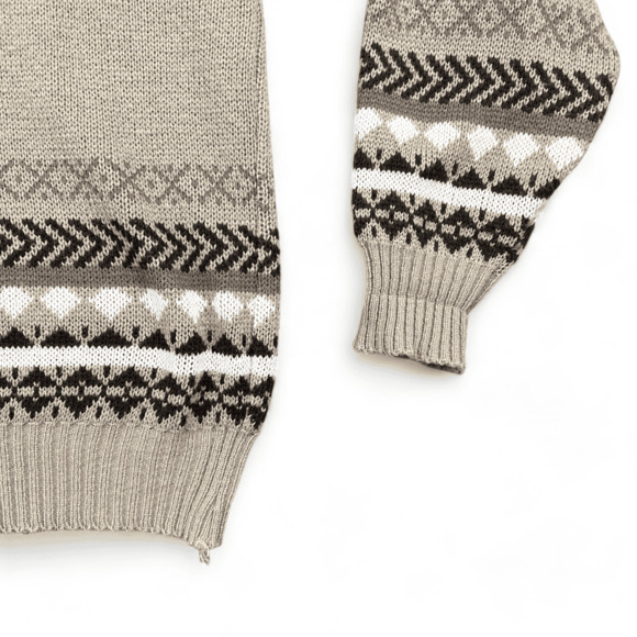 Vintage Blair Cardigan Sweater Adult MEDIUM Brown Fair Isle Zip Big Lebowski 80s - Picture 5 of 7